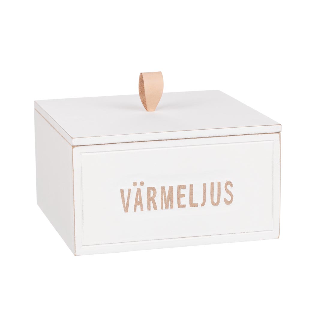 Låda för värmeljus i vitt trä
